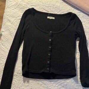 Madewell Black Ribbed Button-Down Shirt